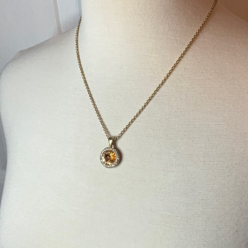 Lia Sophia Gold‎ Peach Rhinestone Necklace